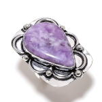 Natural Lepidolite Gemstone Handmade 925 Sterling Silver Jewelry Ring S.10 b0c23