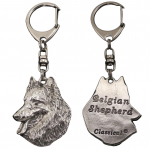 Belgian Shepherd Dog, Belgian Sheepdog - Silver-plated key ring with dog, handbag decoration, backpack pendant by Art-Dog brand