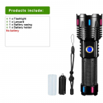 Uus &uuml;lihele 800 W valge lasertaskulamp, laetav 5000 m taskulamp veekindel v&auml;lit&ouml;&ouml;valgusti matkalatern no battery