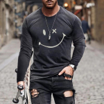 Meeste kevadine ja s&uuml;gisene pikkade varrukatega T-s&auml;rk Meeste avara &uuml;mara kaelusega kapuuts, 3D-tr&uuml;kiga tr&uuml;kitud pikkade varrukatega top S