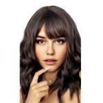 Naiste lokkis tukkidega parukas, &otilde;lgade pikkus, naturaalne kuumuskindel, k&otilde;rge temperatuuriga kiudaine laineline oranž punane pruun mustad s&uuml;nteetilised juuksed tumepruun v&auml;rv