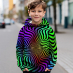 Lastele poistele m&otilde;eldud kapuuts, pikkade varrukatega 3D-prindiga gradientidega lastetopid Mood Iga p&auml;ev siseruumides, &otilde;ues, tavaline kehakinnitus 3&ndash;13 aastat 160CM