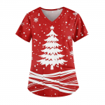 Naiste moodsad V-kaelusega l&uuml;hikeste varrukatega t&ouml;&ouml;r&otilde;ivad, taskutega, tr&uuml;kitud topid S tumesinine