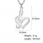 Noot Heart of Treble ja Bass Clef Kaelakee Naiste Infinity Love Charm Ripats Kaelakee Roostevabast terasest Ehted valge