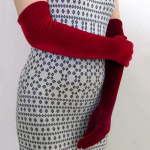 53cm Naiste Kuldne Velvet Pikad Kindad Must Retro Banketi Aksessuaarid S&uuml;gis Talv Soe Must &Otilde;htukleit Etiketi Kindad 43CM