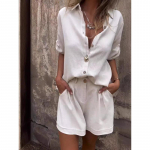 Kevad Suvi &Uuml;hev&auml;rviline Puuvillane Linane N&ouml;&ouml;pidega L&uuml;hikeste Varrukatega L&uuml;hikesed P&uuml;ksid Vabaaja &Uuml;likond Naistele &Uuml;likonnad ja Komplektid (naiste omad) L