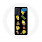 Coque Maniacase pour Samsung Galaxy A32 4G Les Simpson autocollants fond noir