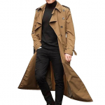 Trendikas meeste Trench-mantel Slim Fit vabaaja meeste s&uuml;gismantel kahe rinnaga M khaki