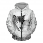 Meeste lukuga kapuuts Wolf 3D prinditud lukuga kapuuts meeste pullover mood vabaaja kampsun street Harajuku Riietus Kevad ja s&uuml;gis 6XL