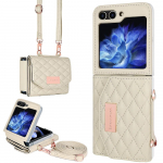Crossbody rahakott kaardihoidjaga nahast telefoni&uuml;mbris Samsung Galaxy Z Flip 6 5 4 Flip6 Flip5 Flip4 plastikust kaitsekattega Galaxy Z Flip6 lilla