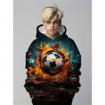 Trendikas 3D-printimisega kapuutsid Splash Football Hubane Lastele Unisex vabaaja Mugavad uudsed dressipluusid pikkade varrukatega s&uuml;gistalv 130cm