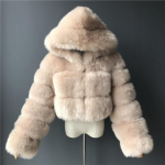 Naiste mood talvine soe pikkade varrukatega kunstkarusnahast kapuutsiga l&uuml;hike jope S-6XL S parkkoor