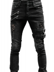 Meeste vabaaja skinny biker teksad, &scaron;ikk t&auml;navastiil, keskmise venivusega teksap&uuml;ksid S must