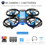 2025. aasta uus V8 induktsioonjuhtimisega RC helikopteri m&auml;nguasjade kingitus FPV VR minidroon 4k HD aerofotograafiaga kokkupandav kaameraga nelikkopter 4K camera 3 battery sinine