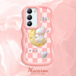 V&auml;rvitud muster Big Wave Edge pehme silikoon materjal Macaron telefoni &uuml;mbris p&otilde;rutuskindel kaitsev kummist korpus OnePlus Vivo Motorola Moto jaoks Vivo V29E 5G roosa
