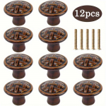 12 tk Keraamilised &Uuml;mmargused Kapi Nupud, Vintage Kummutinupud, Sahtlit&otilde;mbek&auml;epidemed Kruvidega, M&ouml;&ouml;bliriistvara Dekoratiivsed Aksessuaarid, Pruun 12-Pack pruun