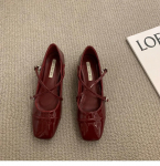 Mary Jane'i naiste kingad 2024 Retro keskmise kontsaga naiste &uuml;hekordsed kingad Pehmed ja mugavad punased balletikingad 37 punane