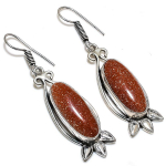 Red Sunstone handmade 925 Sterling Silver Jewelry Earring 2.36 Q3T01