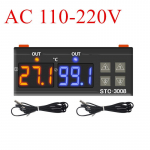 STC-3008 Temperatuuriregulaator Kaks releev&auml;ljundit Termoregulaator Kahekordne digitaalne termostaat K&uuml;tte- ja jahutusfunktsiooniga 12V 24V 110-220V