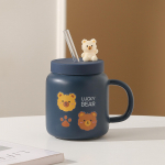 Multikas armas kruus Loominguline Lucky Bear kaanega keraamiline tass Paar Veetass Kodu Hommikus&ouml;&ouml;gi kohvitass 401-500ml