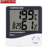HTC-1 HTC-2 Digitaalne temperatuuri ja niiskuse m&otilde;&otilde;tja Elektrooniline LCD Sise- ja v&auml;listingimuste termomeeter h&uuml;gromeeter Ilmajaam Kell
