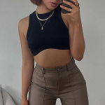 YYFS Naiste moe vabaaja suvekevadine &uuml;hev&auml;rviline printimine varrukateta O-kaelusega pluusid ja s&auml;rgid S must