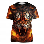 Tiiger Muay Thai T-s&auml;rk Kickboxing 3D Prindiga Vintage Treening UV-kaitse Kiiresti kuivav Meeste Naiste Unisex L&uuml;hikeste varrukatega &Uuml;mmargune kaelus MMA Mix Martial Art S