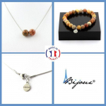 Pierres et Min&eacute;raux. Parure bijoux Bracelet Collier 2 Perles Agate crazy lace 8 mm. Chaine Taille personnalisable.