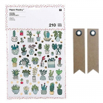 210 autocollants plantes d'int&eacute;rieur + 20 &eacute;tiquettes kraft Fanion