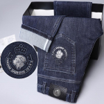 Neli Aastaaega Meeste Slim Fit Tikandiga Denim Teksad - K&otilde;rgekvaliteediline &Auml;ri-Vabaaja 33 (waist 2.6, 150 jin)