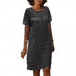 Naiste suvised l&uuml;hikesed rannakleidid L&uuml;hikeste varrukatega &uuml;mmargune kaelus, pits minikleit vabaaja puuvillane linane p&auml;ikesekleit S roosa