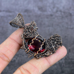 Garnet Handmade Copper Wire Wrap Jewelry Pendant 2.56 t4z21