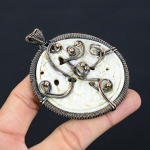 Carved Mother Of Pearl Handmade Copper Wire Wrap Pendant 3.15 n1r99