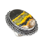 Bumble Bee Jasper Handmade 925 Sterling Silver Jewelry Ring Size 7.5 i9h56