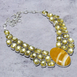 Yellow Septarian,Citrine Handmade 925 Sterling Silver Necklace 18 l8b74