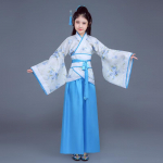 Lapsed T&uuml;drukud Hanfu Esinemiskost&uuml;&uuml;m Klassikalise Tantsu Riietus Hiina Stiilis Hanfu 140 sinine