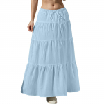 Naiste lendlevad volangidega &auml;&auml;ris, joonega maksiseelikud elastse v&ouml;&ouml;kohaga elegantsed mitmekihilised Boho pikad seelikud S