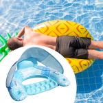 Pool Float with Canopy Cup Holder Compact Lounger for Lake Summer Beach green