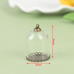 Dollhouse klaasvitriin koos alushelmestega korgiga klaasviaalid rippuv klaaspudel 25*30mm pruun