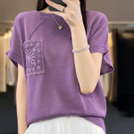 Bambuss&otilde;lm Puuvill &Uuml;mar kaelus Heegeldatud lille taskuga kampsun L&uuml;hikeste varrukatega Naiste moekas mitmek&uuml;lgne trendikas &uuml;laosa Mugav p&otilde;hiline s&auml;rk XL