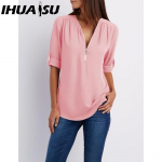 IHUASU Naiste mood vabaaja &uuml;hev&auml;rvilise tr&uuml;kiga l&uuml;hikeste varrukatega POLO kaelusega pluusid ja s&auml;rgid S