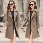 Trendikas naiste v&auml;lir&otilde;ivad pikkade varrukatega &uuml;lipehme naiste villane mantel Slim Fit Belt Trench mantel L parkkoor