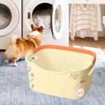 Bin Organizer with Handles for Blankets and Dirty Clothes in Bathroom or Garage M and Yellow