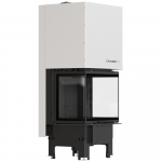 Steel fireplace KRATKI REGNOR 600/400 7 kW &Oslash; 200 3-sided, black thermotec and self closing door