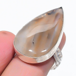 Natural Montana Agate Gemstone 925 Sterling Silver Jewelry Ring Size 7.5 p3f84