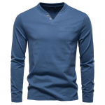 AIOPESON Kvaliteetne Meeste Pikkade Varrukatega T-s&auml;rk Mood Puhas Puuvill Henley Kraega Pikk T-s&auml;rk Mees Polera Manga Larga Hombre EUR M 65-75kg