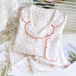 Kevadine ja s&uuml;gisene naiste pidžaamad, pikkade varrukatega pikad p&uuml;ksid, 2-osaline 100% puuvillane naiste krepp-kodusisustuskomplekt XL