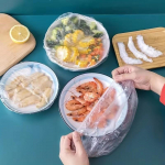 Korduvkasutatav &uuml;hekordne toidukate plast&uuml;mbris Vastupidavad elastsed toidukaaned kausside jaoks Elastsed taldrikukatted k&ouml;&ouml;gitoidu s&auml;&auml;stukoti jaoks 100pcs