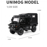 1/28 UNIMOG U4000 Matkaauto Sulamist Maastikuralliturneeauto Mudel Valatud M&auml;nguasi Maastikus&otilde;idukite Mudel Heli ja Valgus Laste Kingitused must
