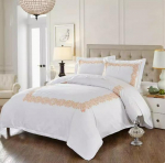 60ndate tikanditega puuvillasatiinist voodipesukomplekt - neli osa Single Duvet Cover 2.1x2.4 (Fits 190x220 Duvet)